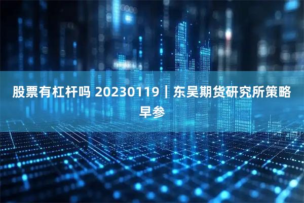 股票有杠杆吗 20230119｜东吴期货研究所策略早参