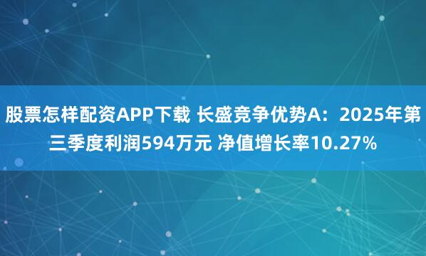 股票怎样配资APP下载 长盛竞争优势A：2025年第三季度利润594万元 净值增长率10.27%