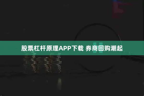 股票杠杆原理APP下载 券商回购潮起